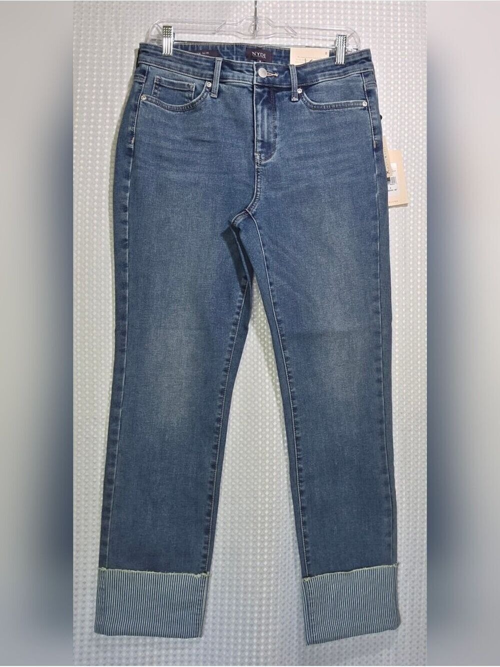 NYDJ Slim Ankle Jeans Coastal Cuff Quiet Luxury Denim NWT Sz 8 - Picture 11 of 12